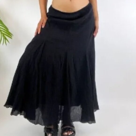Ruby Rd. Gauze Swing Skirt Midi Length Black Elastic Waist Size 10 P - Picture 3 of 11